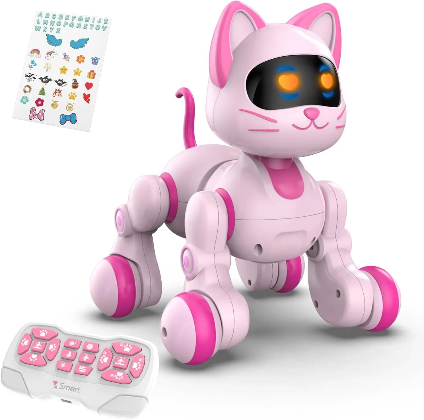 Robot Gatto/Cane Telecomandato Programmabile per Bambini, Animale Domestico Robotico Interattivo con Sensore Tattile, Occhi LED, Danza e Musica