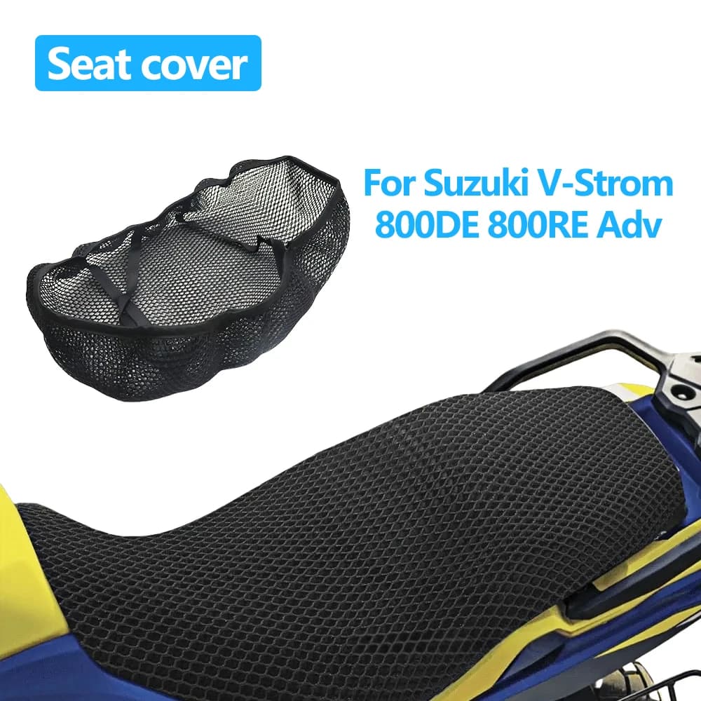 Per Suzuki V-Strom 800DE 800RE 800 DE RE Adv Coprisedile per moto 3D Tessuto a rete Sedile antiscivolo Traspirante Proteggi il cuscino