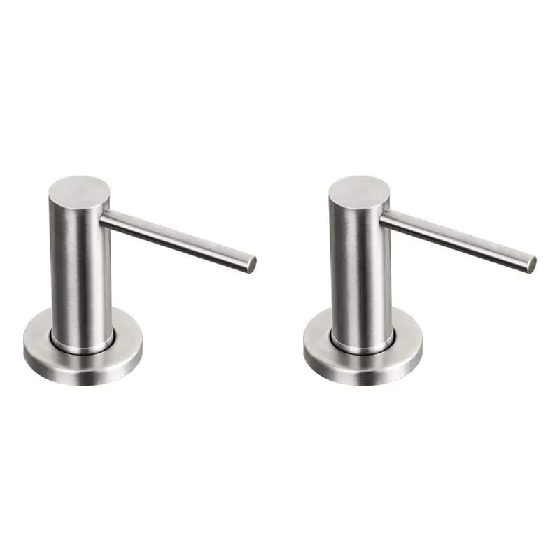 A19F-2X Soap Dispenser For Kitchen Sink Brushed Stainless Steel Countertop Pump Hand Lotion Built In Bottlend Silver