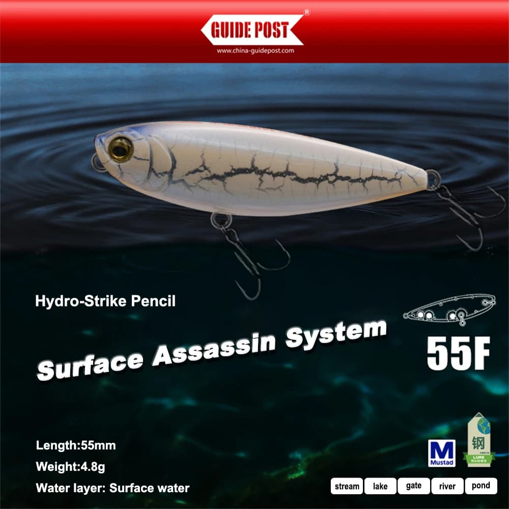 Esca da passeggio Topwater con guida da 4,8 g 5,5 cm - Esca superficiale a zigzag per Bass/Luccio Matita galleggiante a lancio lungo Crankbait