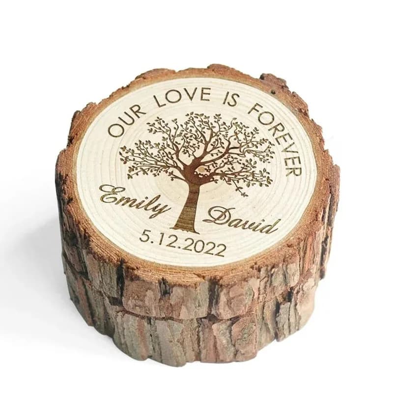 Personalized Wooden Wedding Rings Box Custom Wedding Ring Box Rustic Wedding Box Engagement Ring Holder Proposal Ring Pillow