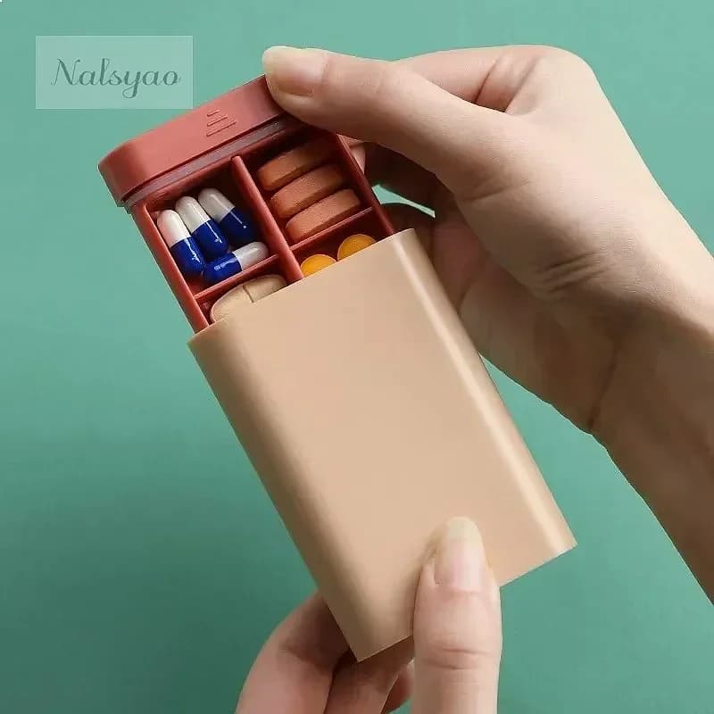 1PC Mini Travel Pill Organizer 7 Days 6 Grids Portable Medicine Box Vitamin Supplement Storage Case for Fish Oils
