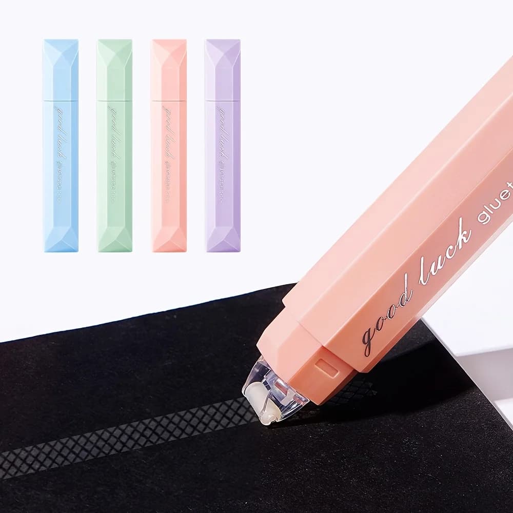 4PCS Rotating Double-Sided Dot Glue Pen Tape, Traceless Adhesive for Scrapbooking, Office Supplies, Handmade Diary&Art Projects