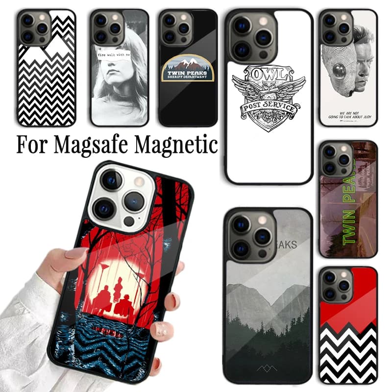 Nuova Cover per iPhone con Design Esclusivo 'Welcome to Twin Peaks' Compatibile con iPhone 17 16 15 14 13 12 11 Pro Max Plus, Wireless e Magnetica Magsafe