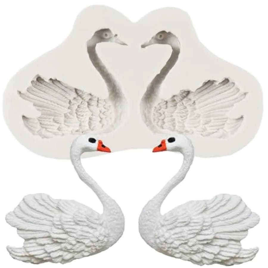 Swan Silicone Fondant Molds Swan Chocolate Candy Mold for Cake Decoration Cupcake Topper Polymer Clay Resin Gum Paste Sugar Cra