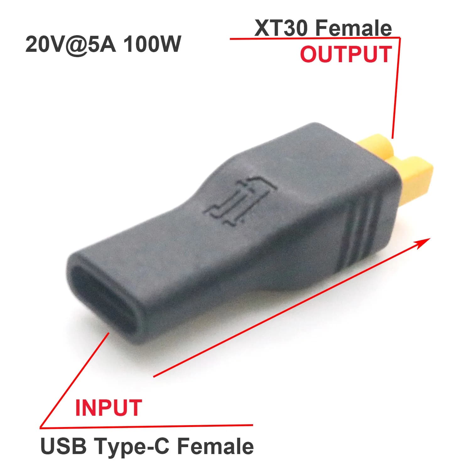 1pc USB Tipo C Ingresso Femmina a XT30 Uscita Femmina Adattatore di Alimentazione di Ricarica RC Lipo Batteria Drone Modello di Aereo Giocattolo di Controllo Remoto