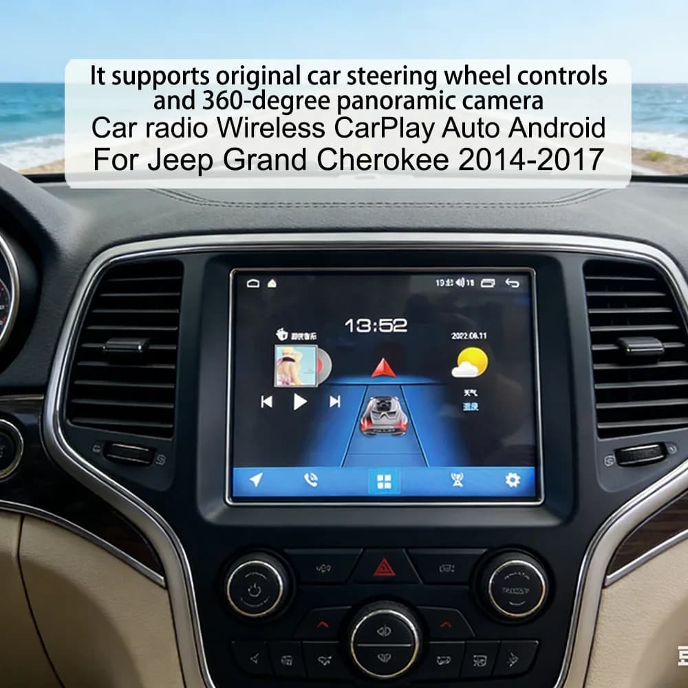 Autoradio IPS da 8,4 pollici per Jeep Grand Cherokee 2014-2017 con CarPlay wireless, Android Auto, 4G, WiFi, GPS, RDS, Bluetooth.