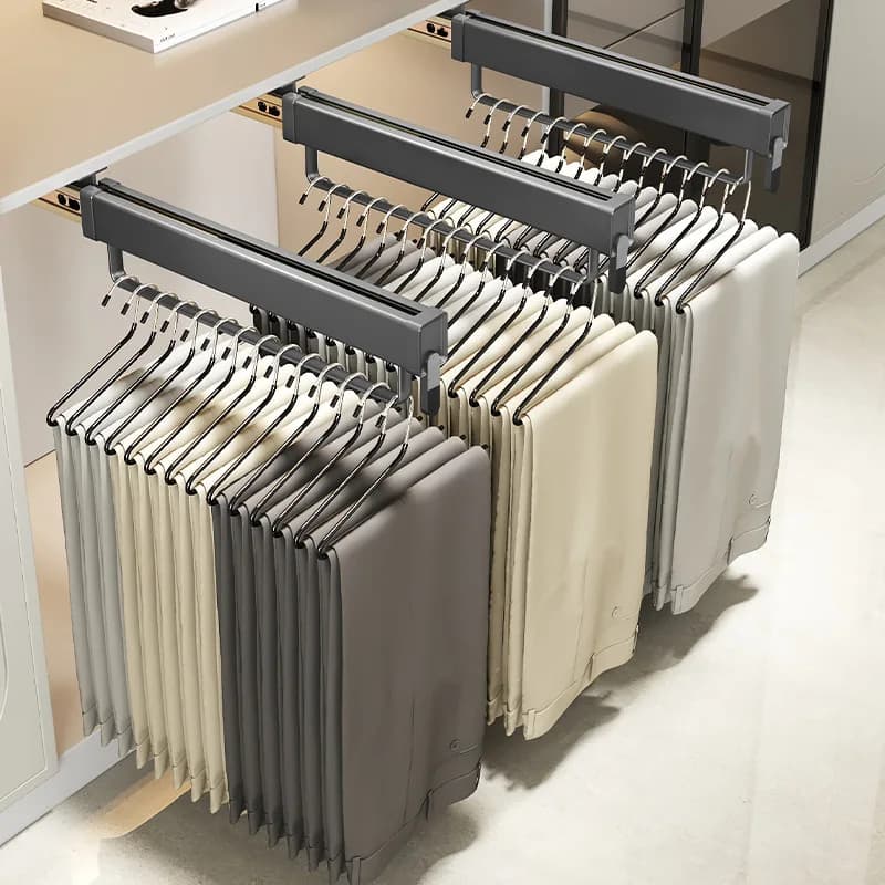 Scalable Coat Racks Wardrobe Installation Trouser Hanger Portable Pulling Pants Rod Telescopic Slide Rail Clothes Rack Household