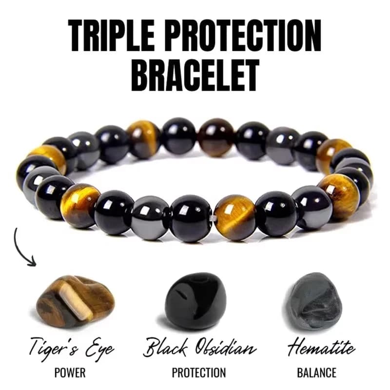 Bracelets with tiger eye beads in natural black oxide hematitis for health magnetic protection Women's jewelry for soul Pulsera Hombre