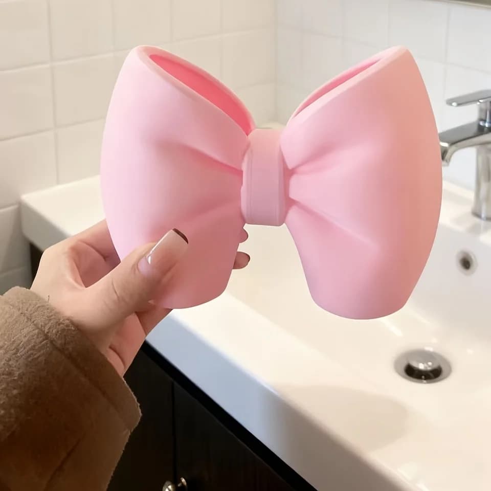 Portapenne e Portaspazzolino Creativo a Forma di Fiocco | Plastica, autoportante, ideale per l'arredamento di camera da letto e bagno, accessori per il bagno