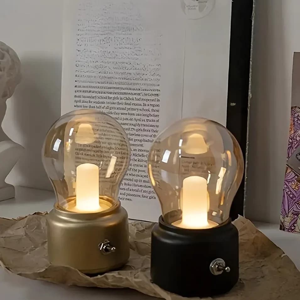 Lampadina retrò LED comodino in vetro atmosfera luce notturna illuminazione camera da letto ricaricabile tramite USB