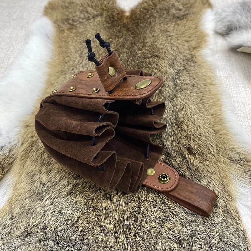 Marsupio per soldi vintage medievale Marsupio per costume cosplay Accessorio per cintura Portamonete appeso con coulisse in pelle di nuovo stile