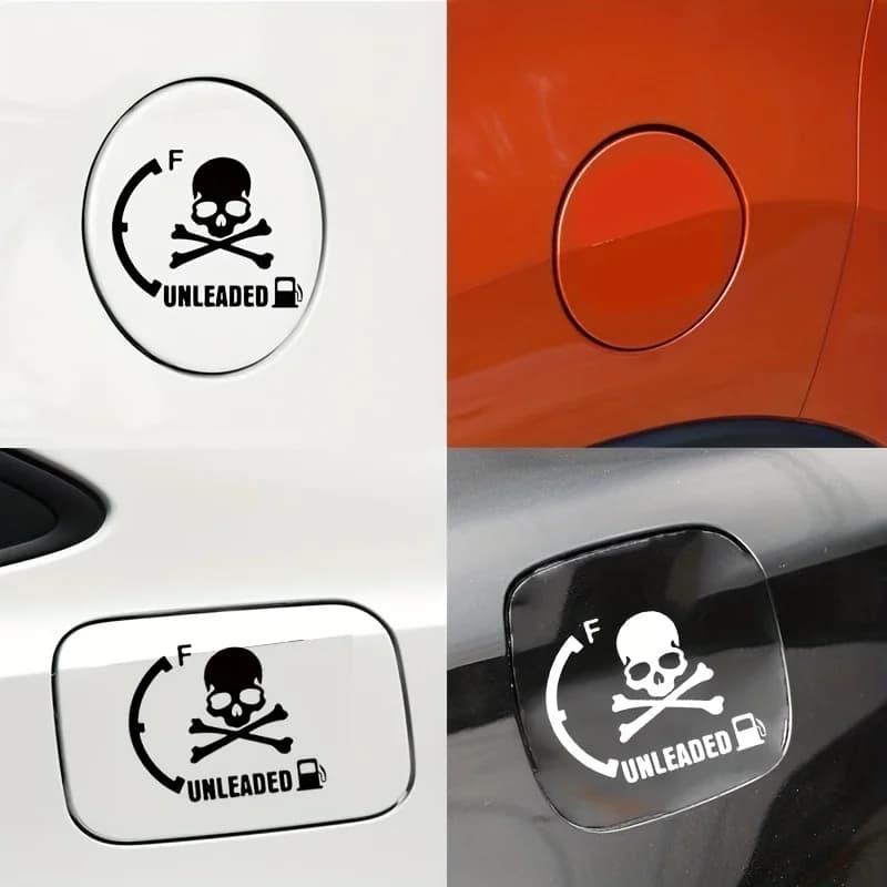 Adesivo in Vinile Impermeabile con Simbolo Teschio per Tappo Carburante, Etichetta di Avvertimento per Auto e Moto