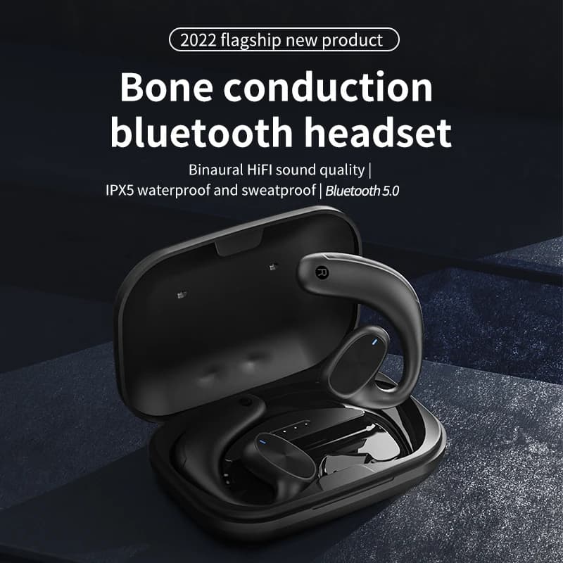 TWS cuffie a conduzione ossea auricolari Wireless Bluetooth Real WirelesAir Conduction cuffie da guida Fitness impermeabili con microfono
