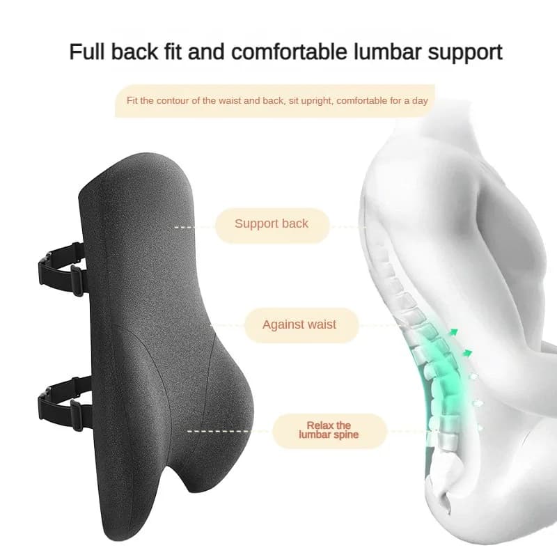 Cuscino Lombare Ergonomico per Ufficio, Supporto Lombare in Memory Foam 4D, Cuscino Curvo per Auto e Ufficio