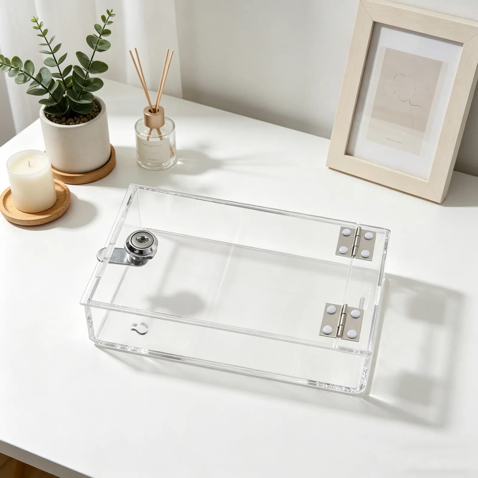2Pcs Mobile Phone Locker Lockable Clear Acrylic Phone Lock Box Distraction-Free Storage Case Classroom Family Meeting Use