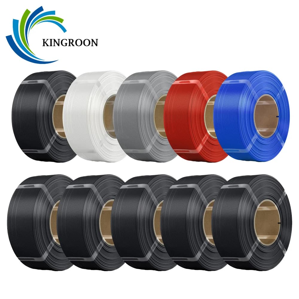 KINGROON Filament PLA without coil 1,75 mm 10 kg (22 lbs), material for 3D printer PLA charging for reusable coils Bambu or DIY, 10 rolls