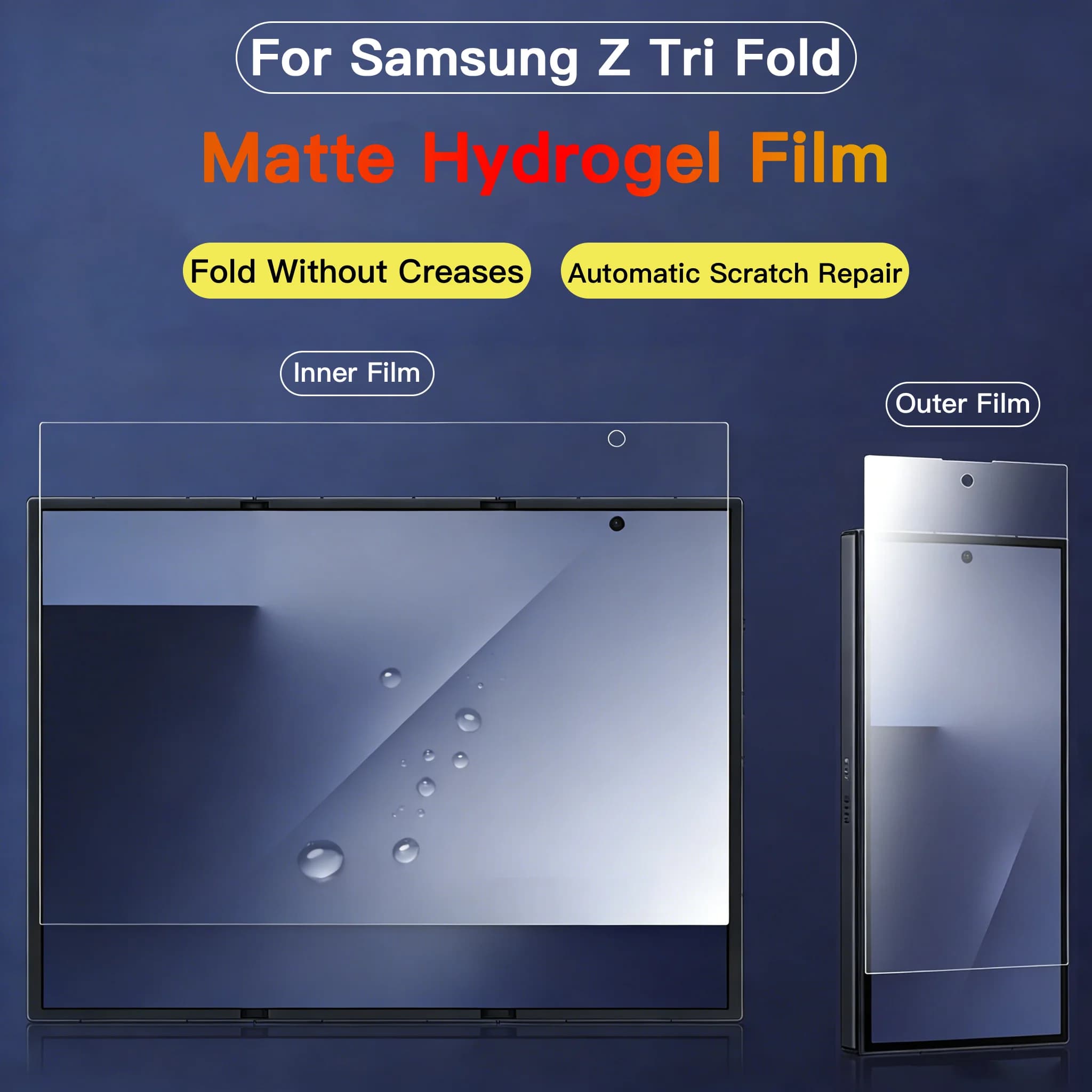 Pellicola Idrogel TPU Opaca Morbida per Samsung Galaxy Z TriFold 5G Adesivo Interno ed Esterno Protezione Schermo Completa