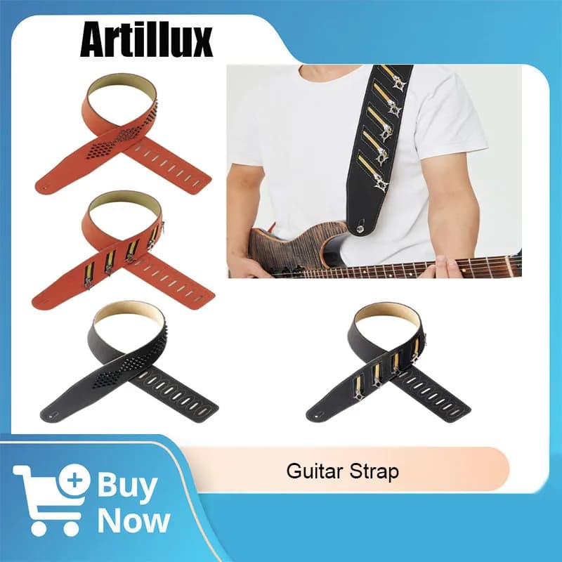 1Pc cinturino per chitarra punk cinturino in pelle regolabile moda per chitarra folk chitarra elettrica basso accessori per chitarra ukulele