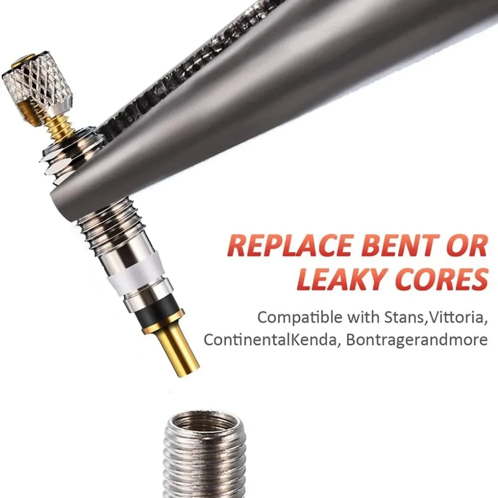Bike Tire Valve Core Set Bicycle Tyre Air Valve Core Repair Tool Kit Replacement for Presta Bicycle American French Wrench