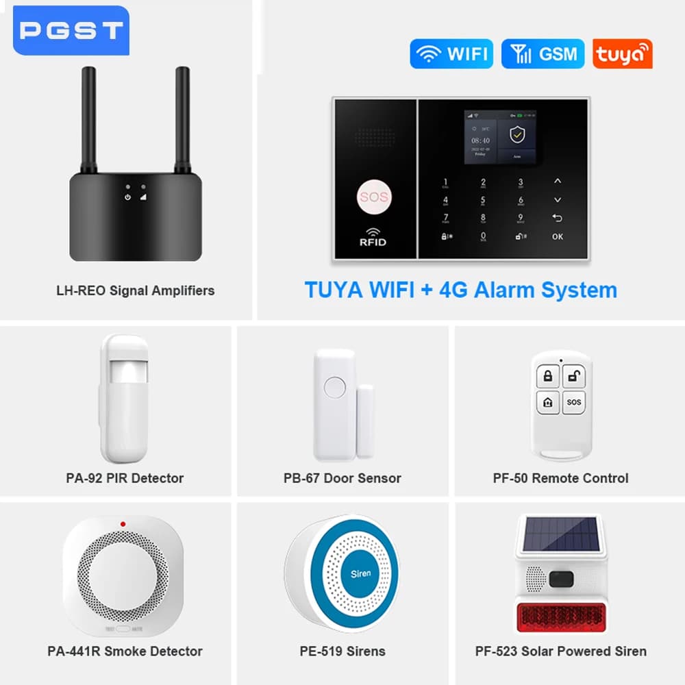 TUYA WIFI 4G GSM Sistema antifurto di allarme Sicurezza wireless per casa intelligente per il controllo dell'app Smart Life per Alexa