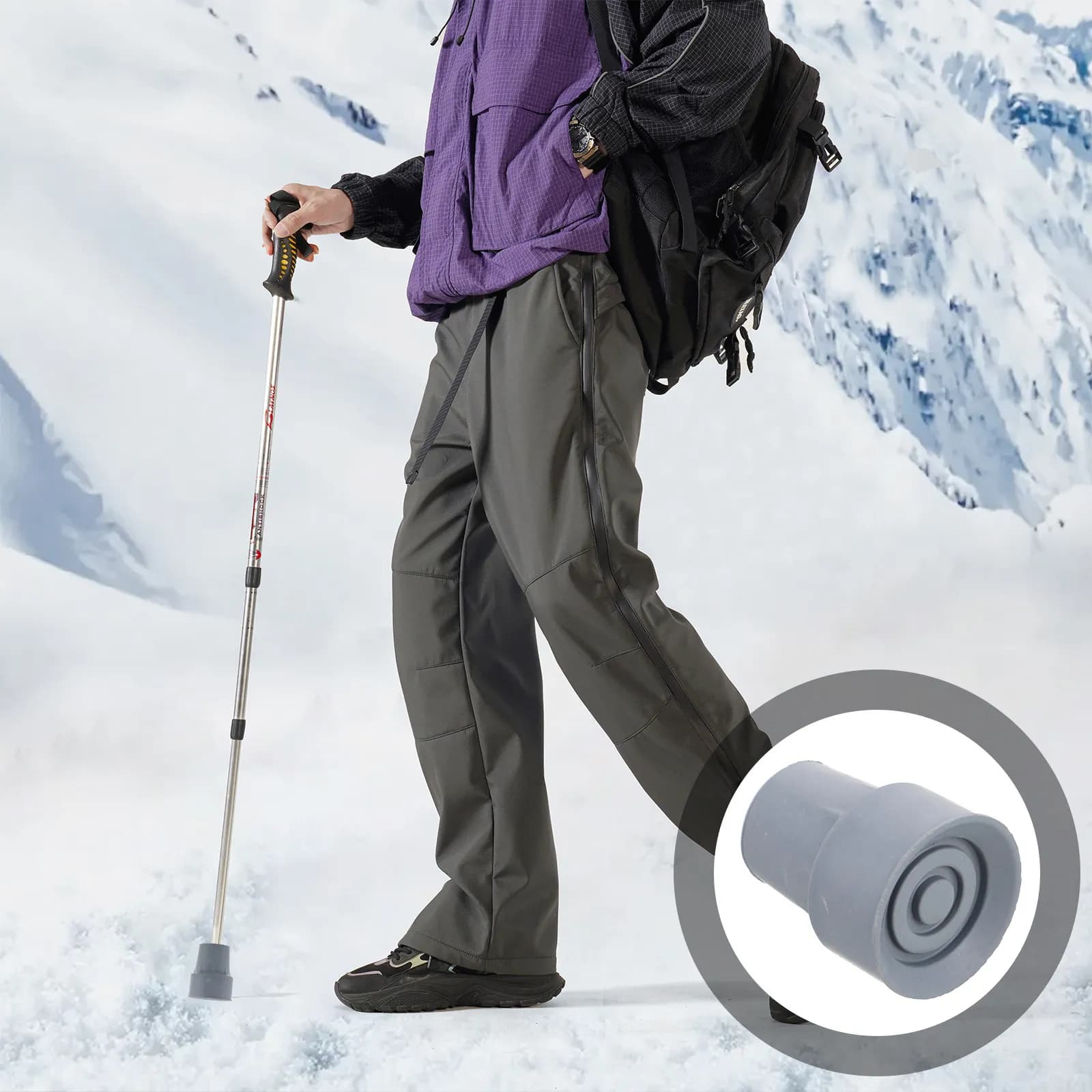 Replacement Rubber Cane Tips Non-Slip Walking Stick Foot Pads for Elderly Hiking Trekking Poles Canes Walkers Use