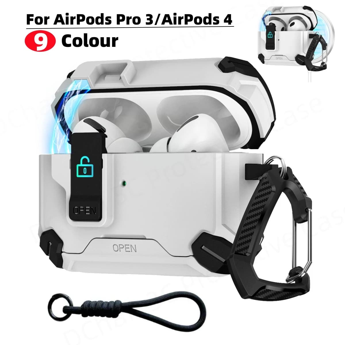 Phone Holder Auto-Open Lock Case For AirPods Pro 3 (2025)Bluetooth headset Cover For AirPod Pro2 3 or AirPods 4 Case With Hook