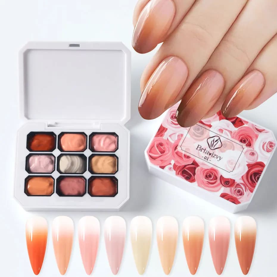 9 Colors Pat Painting Nail Gel 4 In 1 Used for Nail Stamping Pattern Gradient Nail Salon Fingertip Art Design Autumn Nail Polish