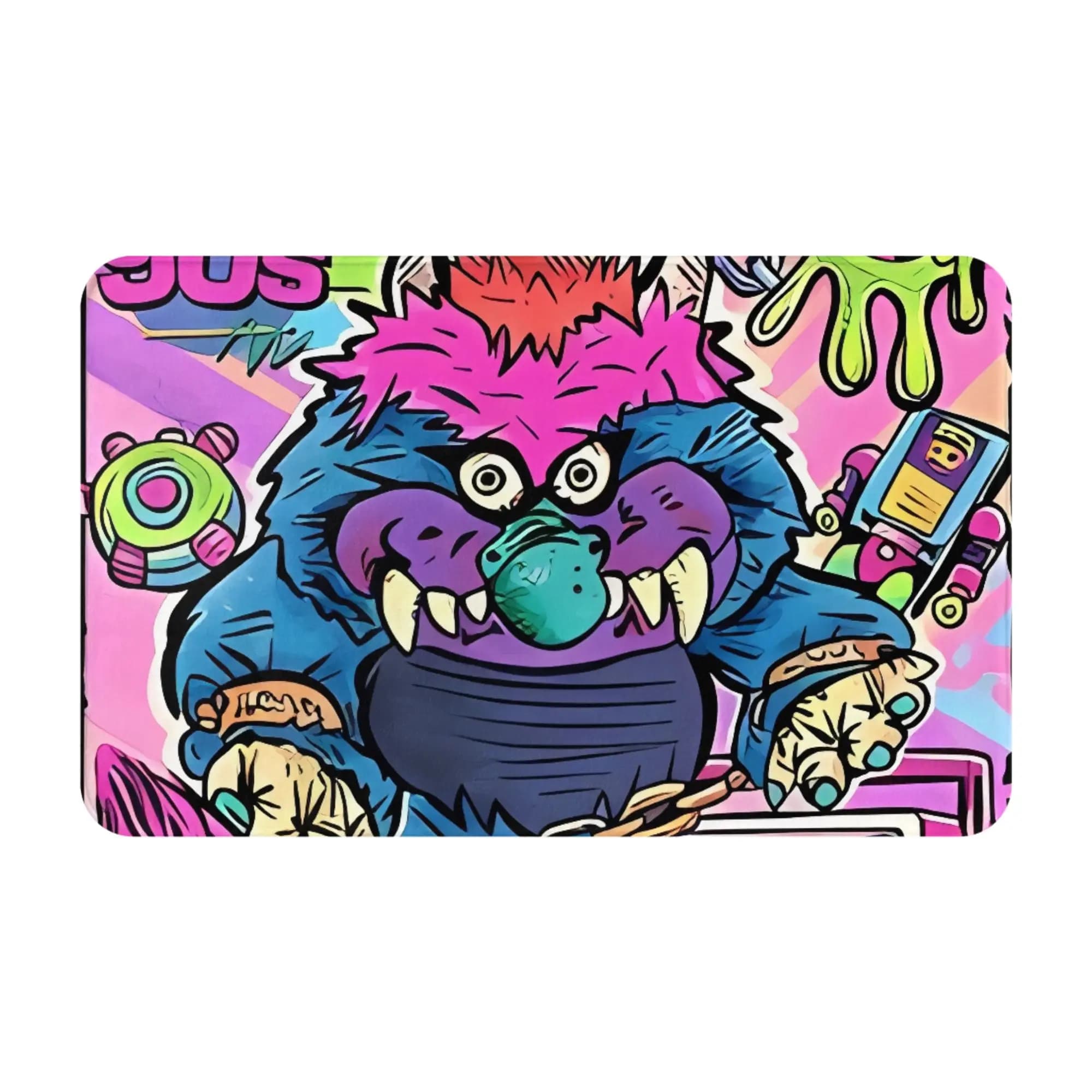 Tappeto Decorativo Natalizio Neon Nostalgia Toy Bold, Tappetino per Camera da Letto, Zerbino My Pet Monster, Tappeto per Soggiorno, Tappeto per Balcone, Decorazione per la Casa