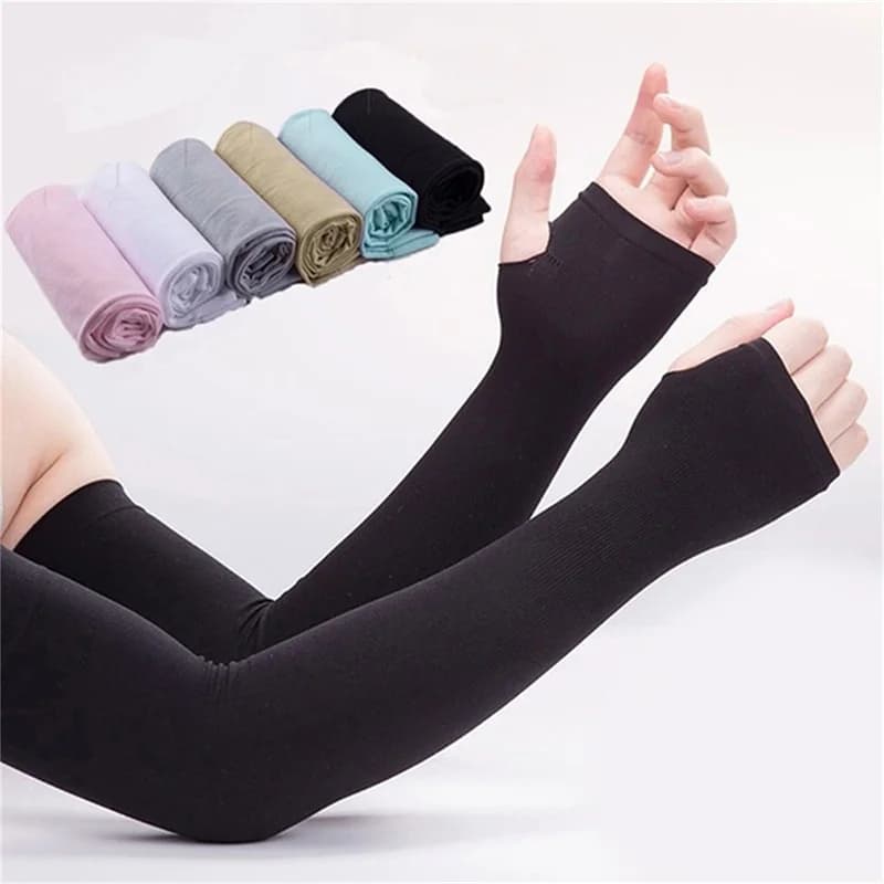 Women's UV Solar Sleeves Man Cycling Gloves Cold Sleeves Summer Ice Silk Elastic Arm Covers Guide Anti-scotting Sleeves