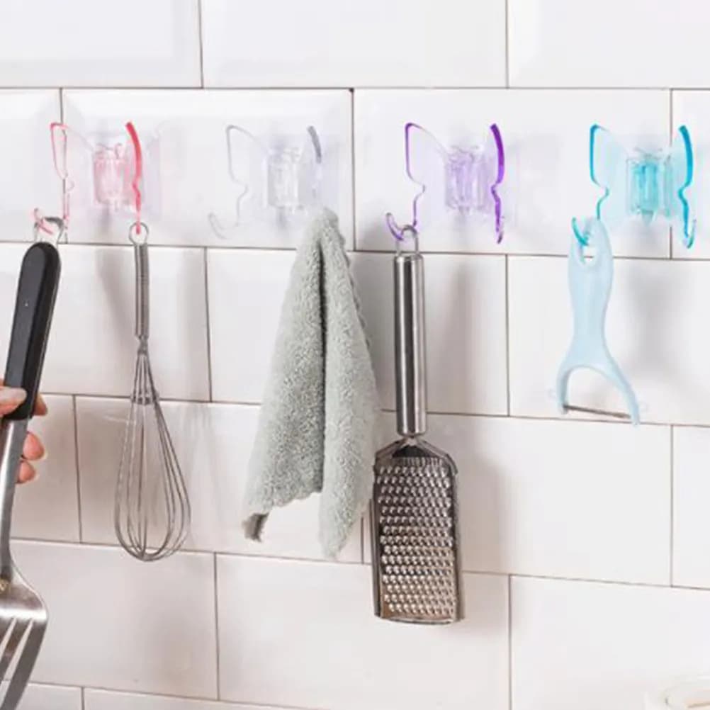 4 Ganci per Doccia in PP con Ventosa, Appendiabiti da Parete per Bagno, Porta Asciugamani, Chiavi e Borse Decorativi, Super Resistenti