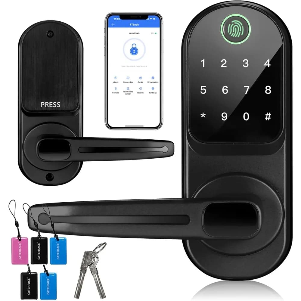 Serratura per porta con impronta digitale TTLock Smart Lock Serratura biometrica con impronta digitale, app gratuita, condivide Ekey e ingresso senza chiave con scheda IC