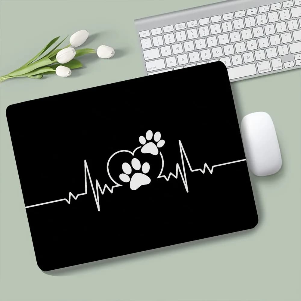 Tappetino per Mouse in Gomma con Linea ECG a Forma di Zampa di Gatto, Antiscivolo, per Ufficio, Scrivania e Studio