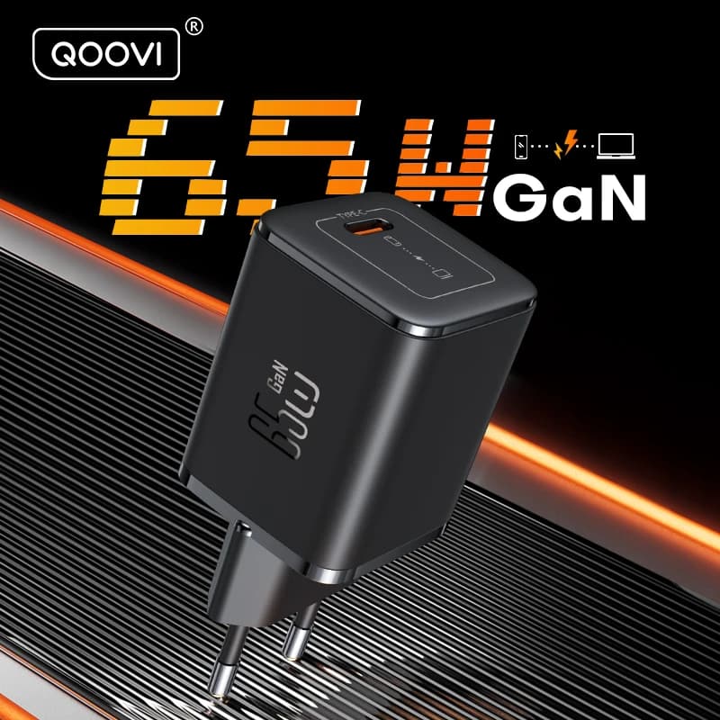 QOOVI GaN 65W Charger USB Type C Fast Charging Quick Charge 4.0 Adapter USB-C PPS Charger For iPhone Macbook Samsung Xiaomi ipad