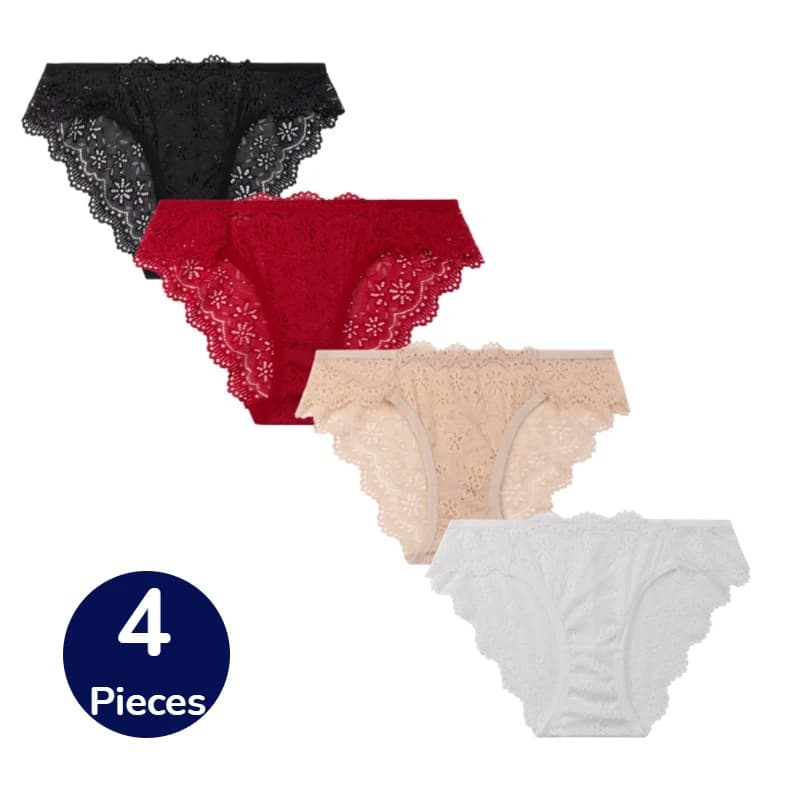 BZEL Set di 4 Mutandine da Donna, Eleganti e Alla Moda con Dettagli Traforati, Lingerie Sexy, Slip Femminili Comodi e Traspiranti in Offerta