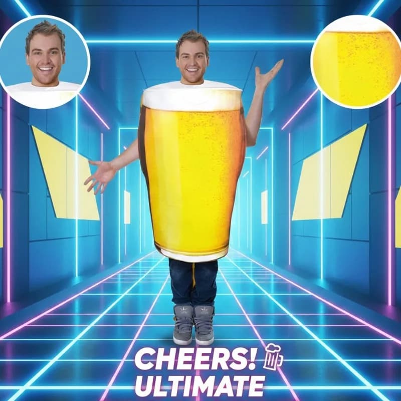 Costume da Boccale di Birra Divertente per Uomo Adulto, per Feste di Halloween e Spettacoli