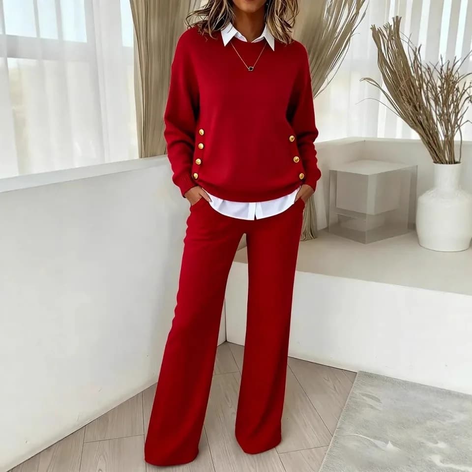 Nuovo Completo Autunno Inverno con Felpa con Colletto e Pantaloni, Set Due Pezzi Casual Elegante da Donna, Outfit da Strada con Pantaloni