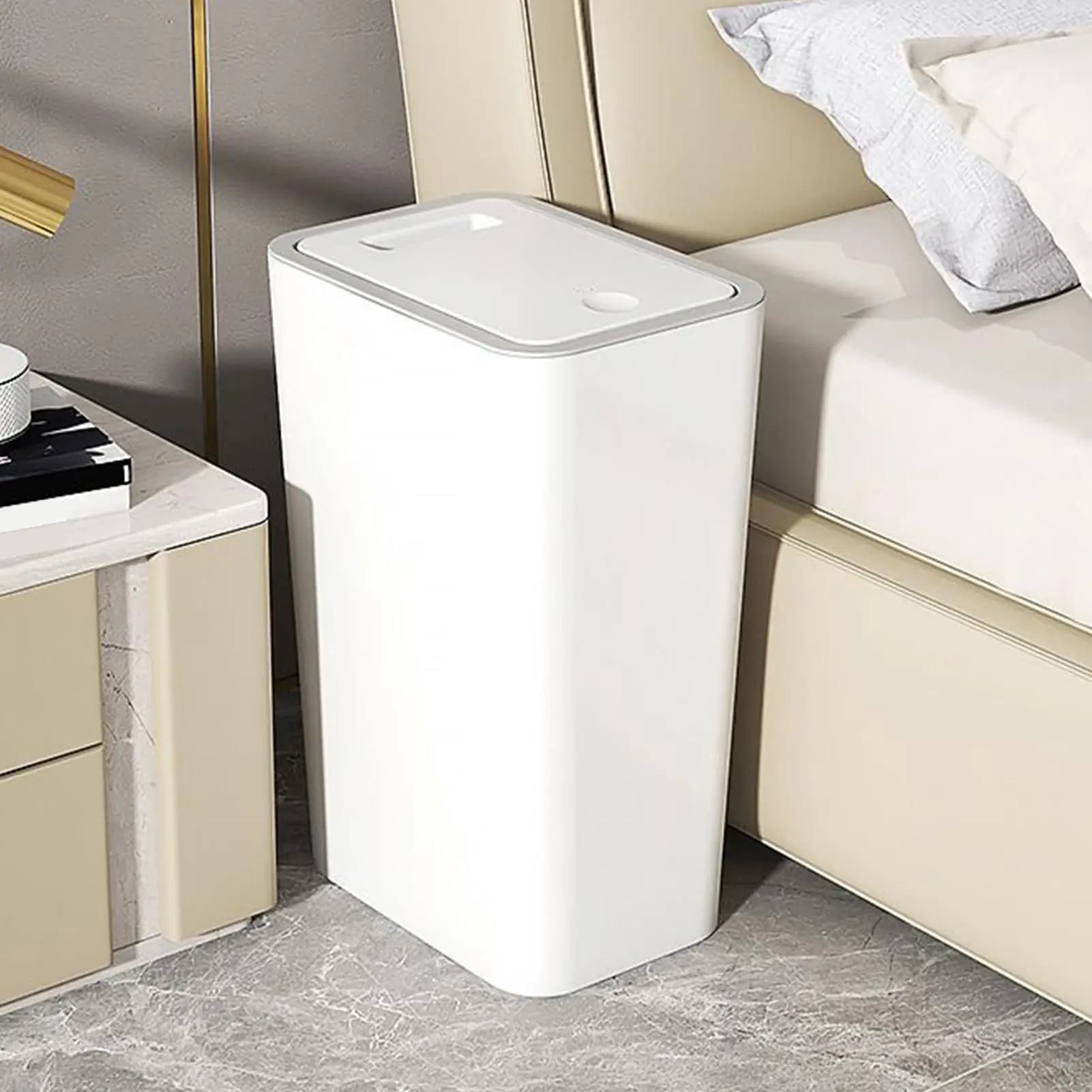 Bidone della spazzatura da cucina con coperchio 10L Cestino della spazzatura Pattumiera Coperchio in plastica a prova di ammaccature Bidone della spazzatura Spazzatura a fessura stretta per dormitorio