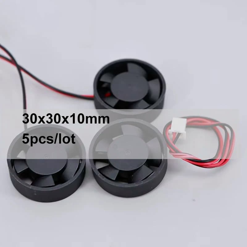 5pcs DC 5V 24V 12V 30x30x10MM Round 30MM Cooling Fan 3CM Mini with 2pin xh2.54 wire Heatsink Cooler Radiator 3d printer part fan