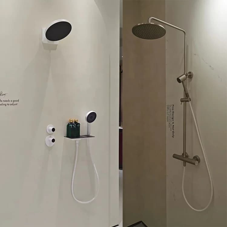 Shower Set,Matte White Luxury Thermostatic Concealed Shower Set With Waterfall Including Shower Mixer And Head