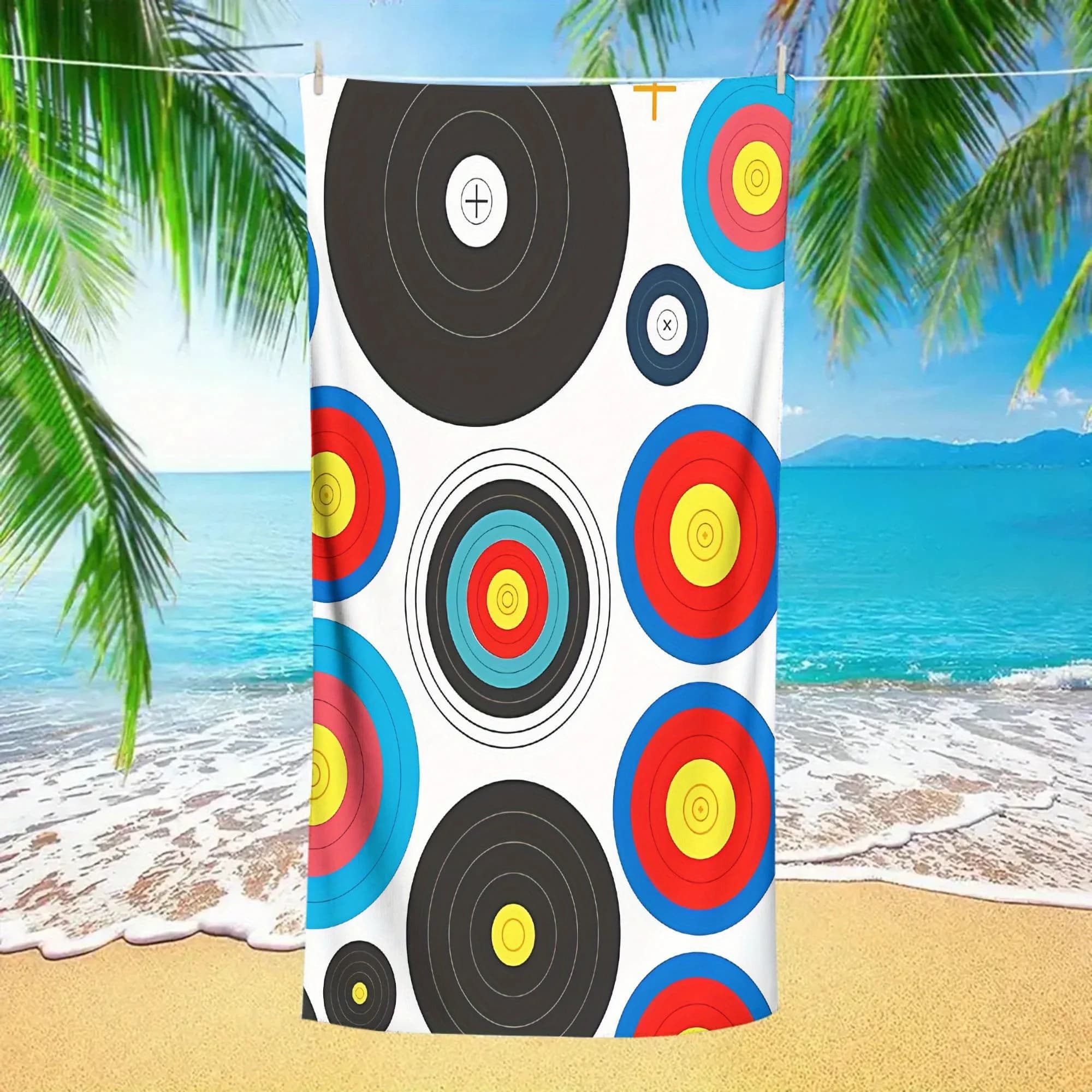 Asciugamano da Spiaggia Oversize Target Archery Art, Microfibra ad Asciugatura Rapida per Nuoto, Campeggio, Viaggi e Crociere