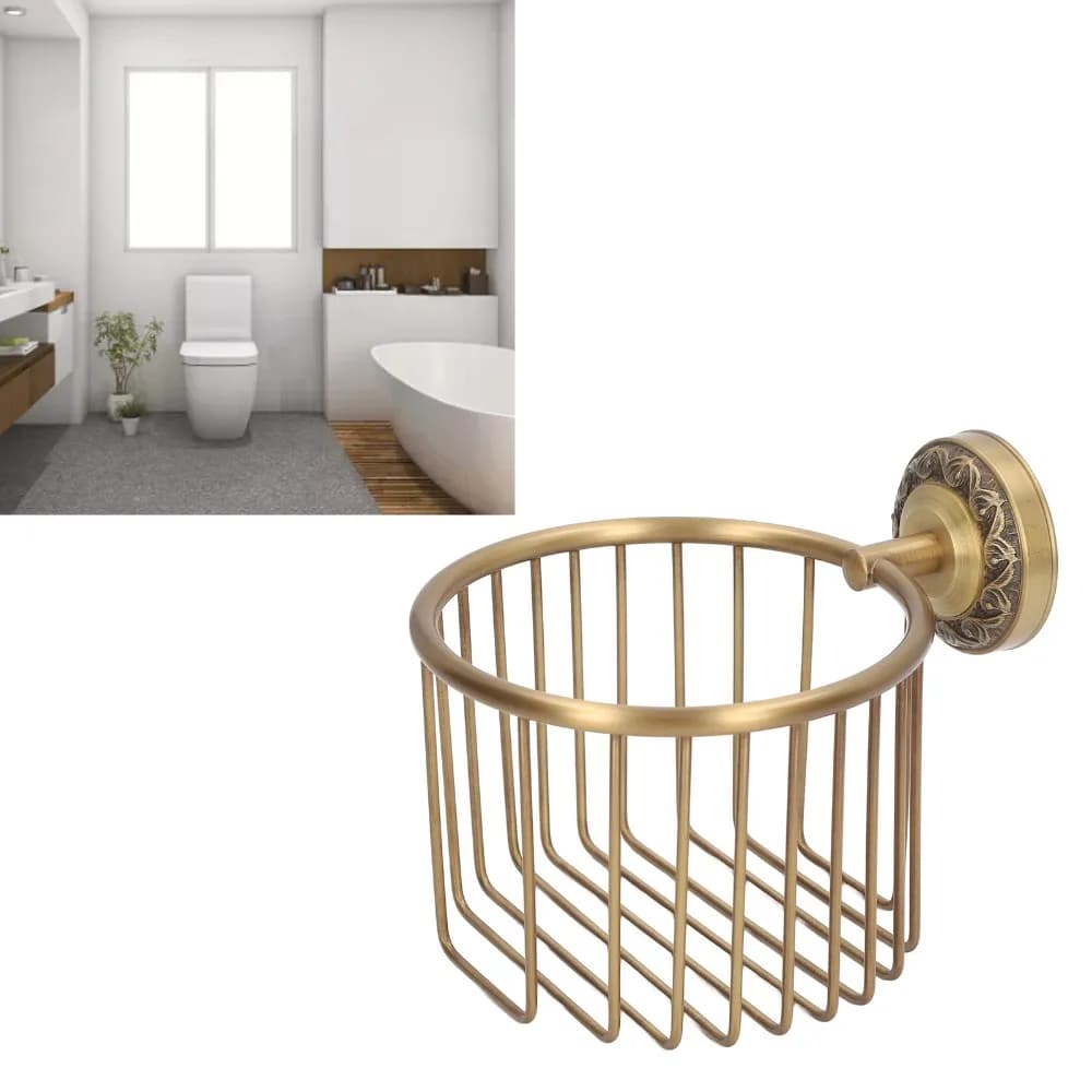 Portarotolo da parete in ottone anticato, porta salviette vintage resistente per bagno e toilette
