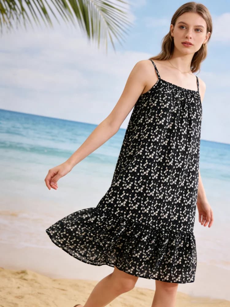 2026 Fashion Beach Vacation Loose Casual Midi Dresses New Summer Elegant Print Slip Dress Sleeveless Women Dress