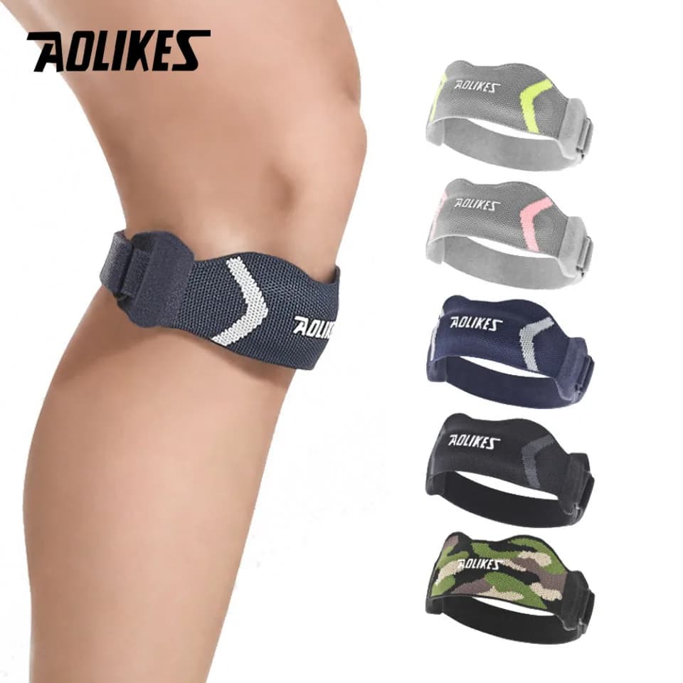 AOLIKES 1 paio di ginocchiere sportive con cinturino rotuleo per artrite, ACL, corsa, basket, sport, ginocchiera per escursionismo, calcio