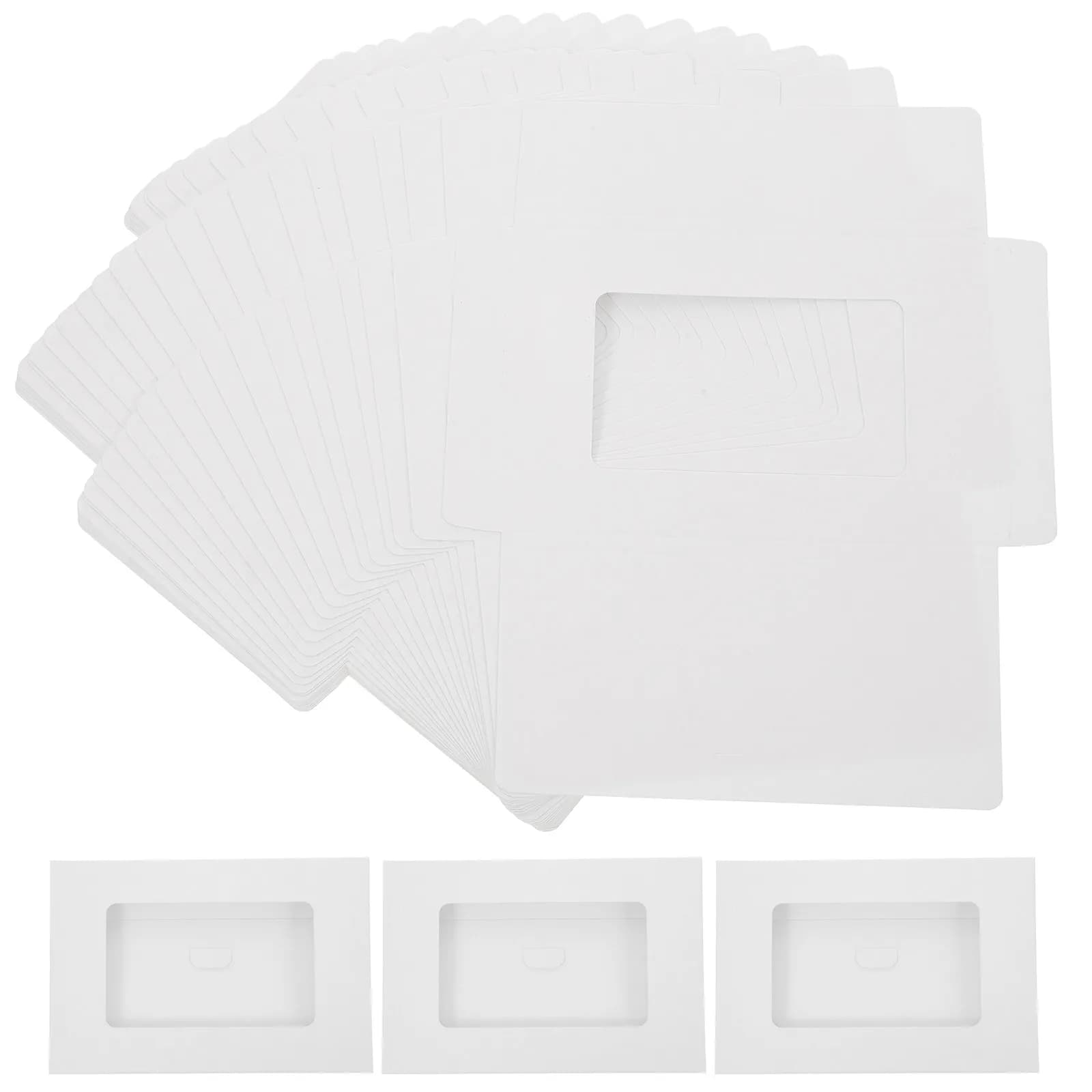 30Pcs White Postcard Box Full Face Window Envelopes DIY Paper Picture Frames Card Storage for Letters Full Window Envelopes
