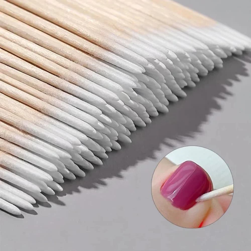 100/300/500 Nails Wooden Tip Cotton Stick Buds Disposable Ultra-Detail Corrector Nail Polish Remover Clean Sticks Manicure Tools