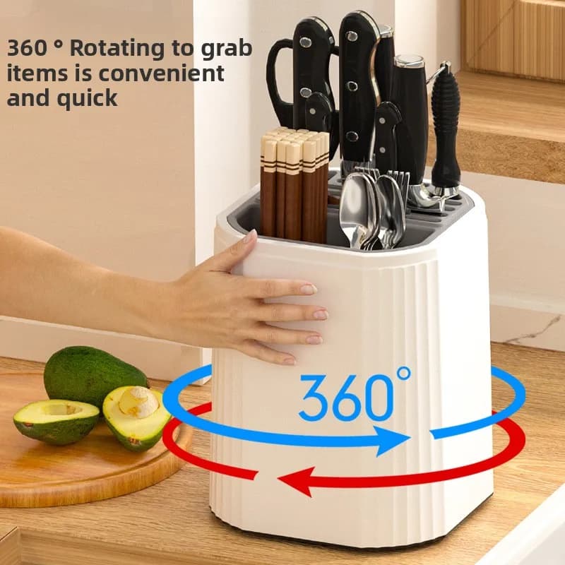 Knife holder Multifunction with Integrated Bacchette Door, Storage Container with Ventilation and Drainage for Kitchen Knives