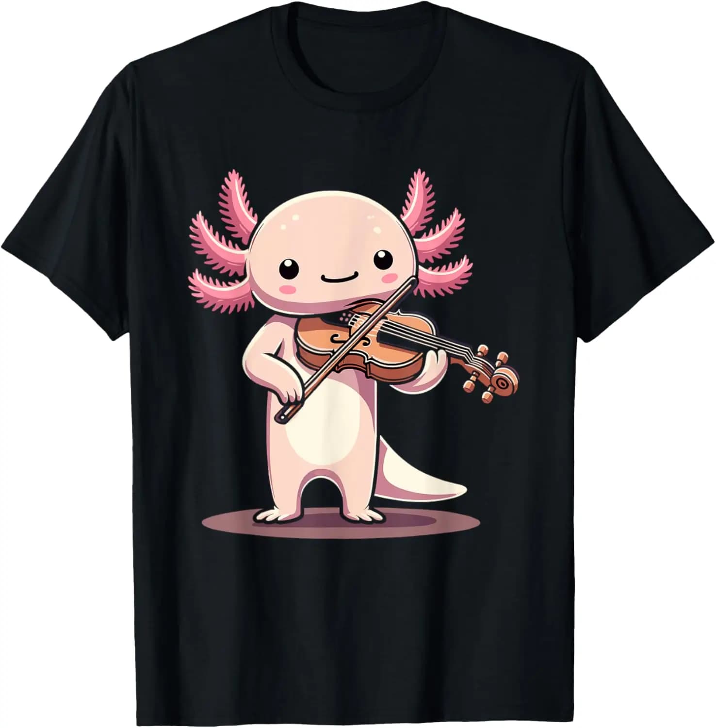 Carino Axolotl Giocare a Violino per Violino Orchestra Musicale T-Shirt Abbigliamento Uomo Camicia Divertente Personalizzabile Ropa Hombre