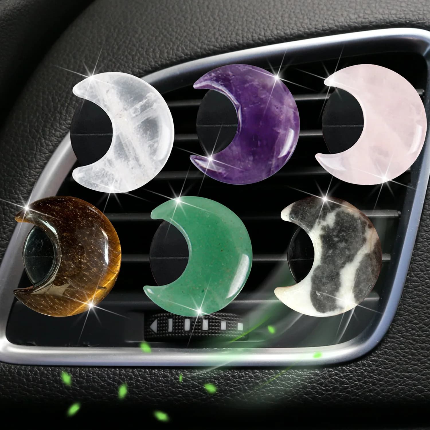 Crystal Moon Car Deodorant Perfume Clips Pink Moon Interior Decoration Fragrance Diffuser for Automatic Air Conditioning