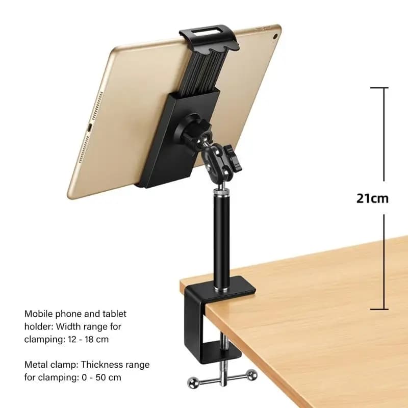 Y1UB Solido supporto per tablet rotante a 360° Morsetto regolabile per dispositivi da 4,5-11 pollici Ideale per registrazione